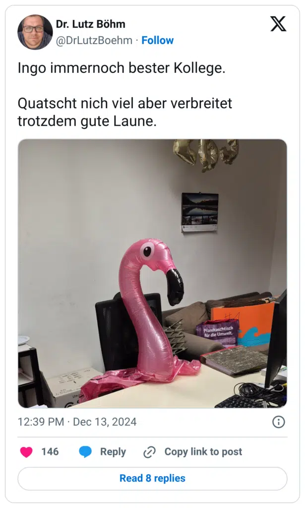 Ingo immernoch bester Kollege. Me hin 66 Quatscht nich viel aber verbreitet trotzdem gute Laune.