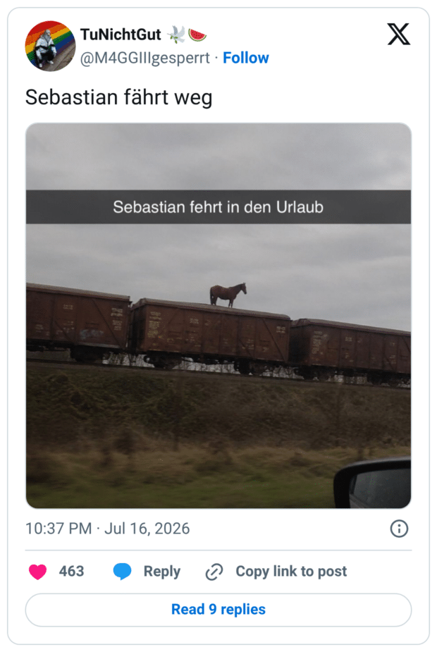 Sebastian fährt weg