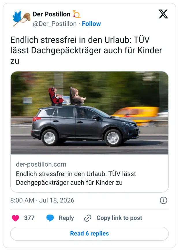 Endlich stressfrei in den Urlaub: TÜV lässt Dachgepäckträger auch für Kinder zu