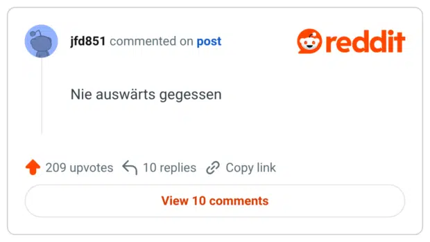 Nie auswärts gegessen