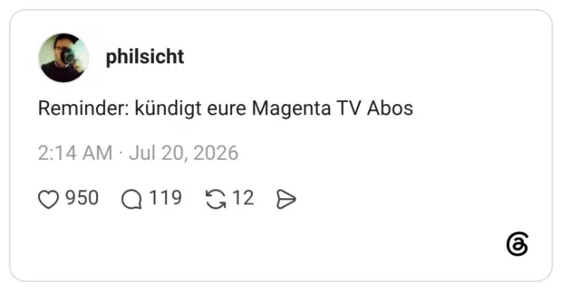 Reminder: kündigt eure Magenta TV Abos