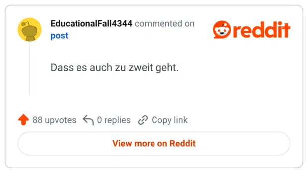 Dass es auch zu zweit geht.