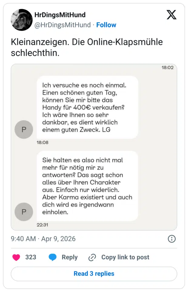 Kleinanzeigen. Die Online-Klapsmühle schlechthin.