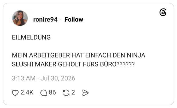 EILMELDUNG MEIN ARBEITGEBER HAT EINFACH DEN NINJA SLUSHI MAKER GEHOLT FÜRS BÜRO?????? 1 / 2