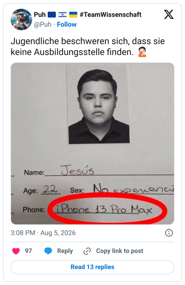 Jugendliche beschweren sich, dass sie keine Ausbildungsstelle finden.