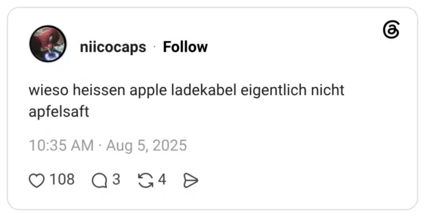 wieso heissen apple ladekabel eigentlich nicht apfelsaft