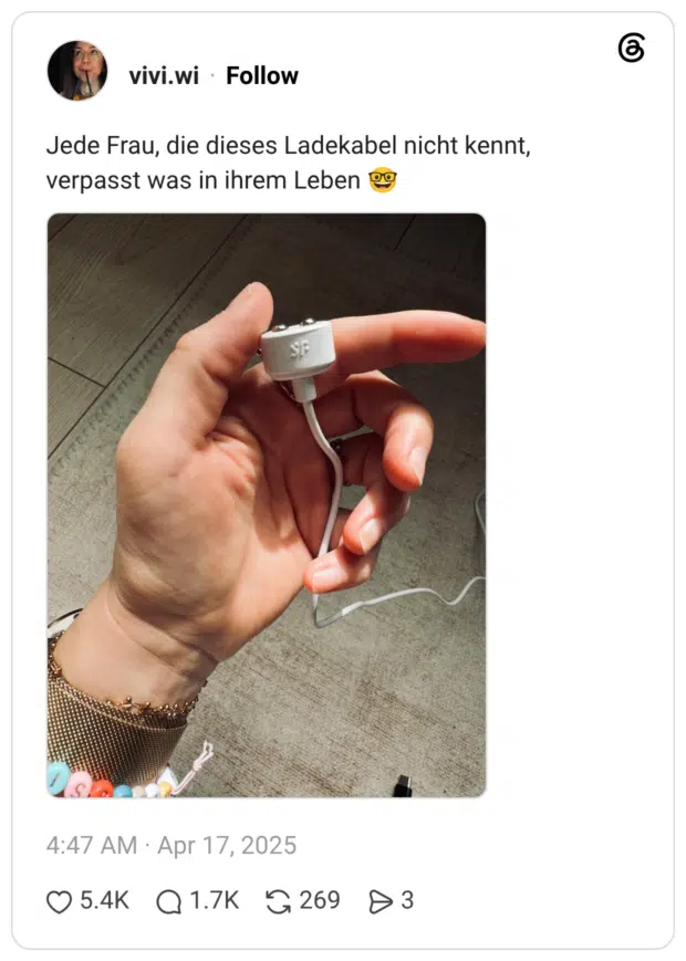 Jede Frau, die dieses Ladekabel nicht kennt, verpasst was in ihrem Leben