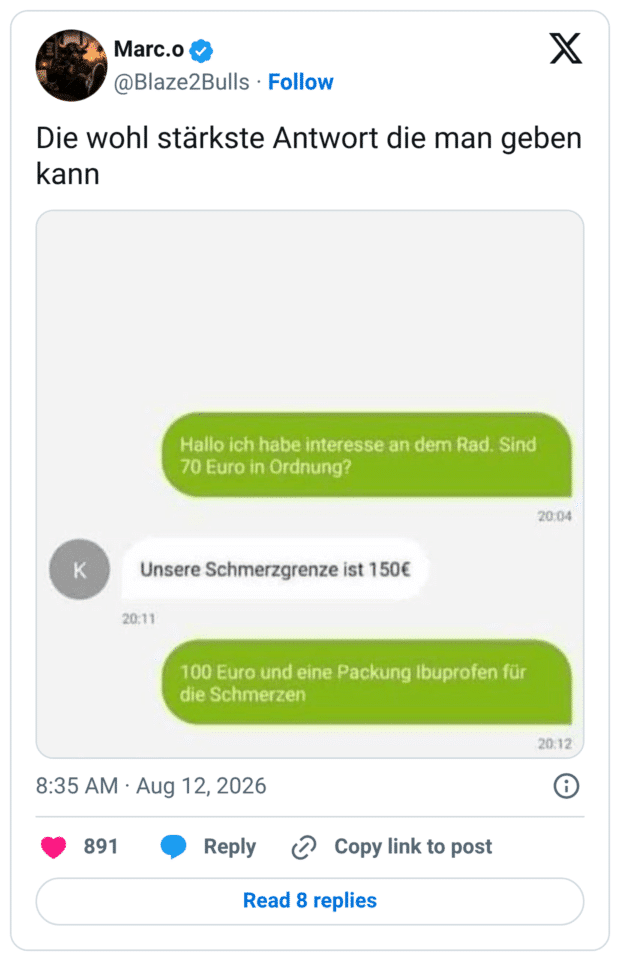 Die wohl stärkste Antwort die man geben kann