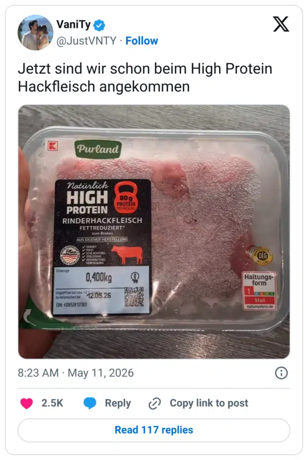 Jetzt sind wir schon beim High Protein Hackfleisch angekommen