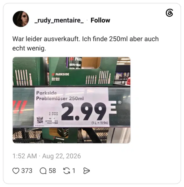 War leider ausverkauft. Ich finde 250ml aber auch echt wenig.