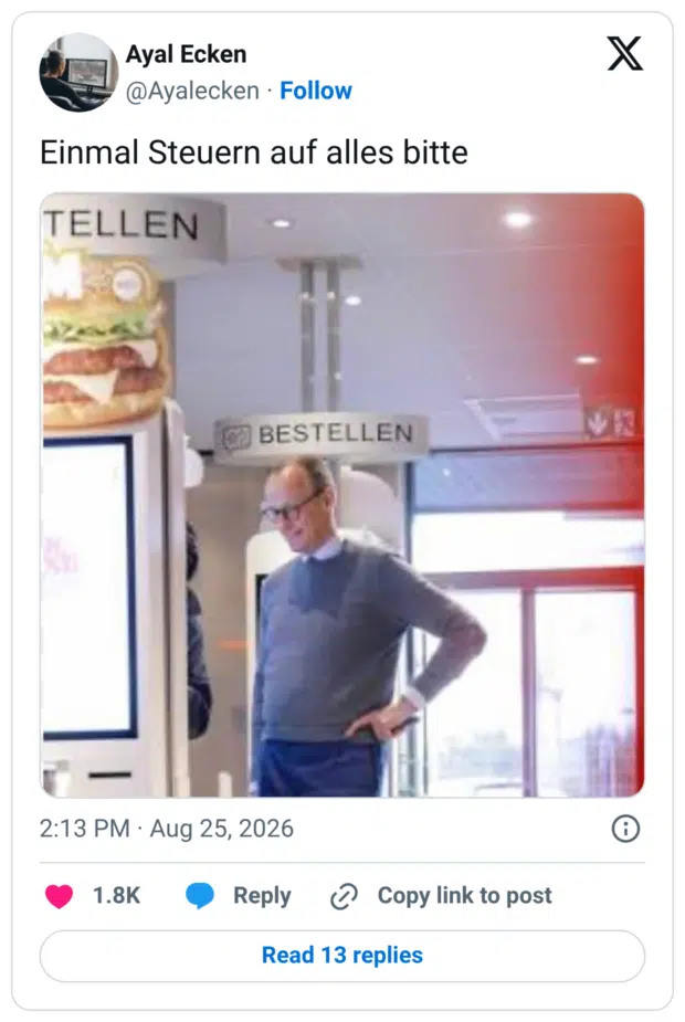 Einmal Steuern auf alles bitte