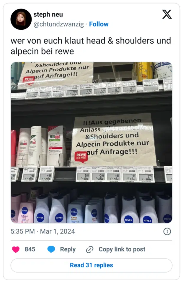wer von euch klaut head & shoulders und alpecin bei rewe
