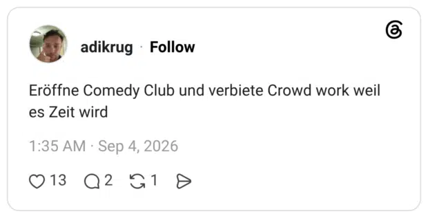 Eröffne Comedy Club und verbiete Crowd work weil es Zeit wird