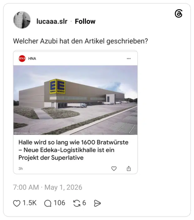 Welcher Azubi hat den Artikel geschrieben?
