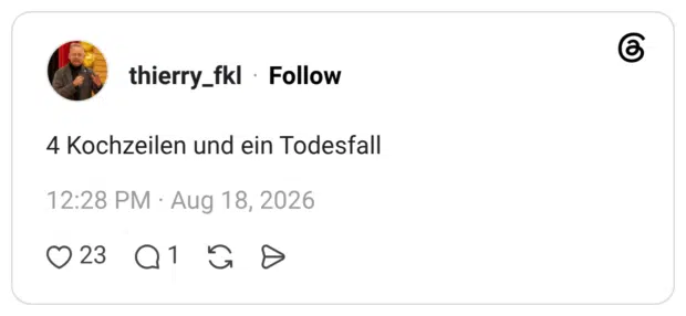 4 Kochzeilen und ein Todesfall