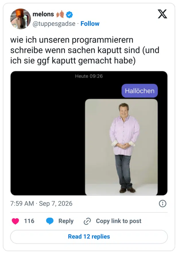 wie ich unseren programmierern schreibe wenn sachen kaputt sind (und ich sie ggf kaputt gemacht habe)