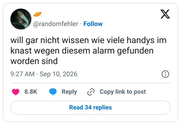 will gar nicht wissen wie viele handys im knast wegen diesem alarm gefunden worden sind
