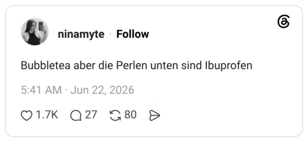Bubbletea aber die Perlen unten sind Ibuprofen