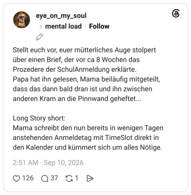 Stellt euch vor, euer mütterliches Auge stolpert über einen Brief, der vor ca 8 Wochen das Prozedere der SchulAnmeldung erklärte. Papa hat ihn gelesen, Mama beiläufig mitgeteilt, dass das dann bald dran ist und ihn zwischen anderen Kram an die Pinnwand geheftet... Long Story short: Mama schreibt den nun bereits in wenigen Tagen anstehenden Anmeldetag mit TimeSlot direkt in den Kalender und kümmert sich um alles Nötige.