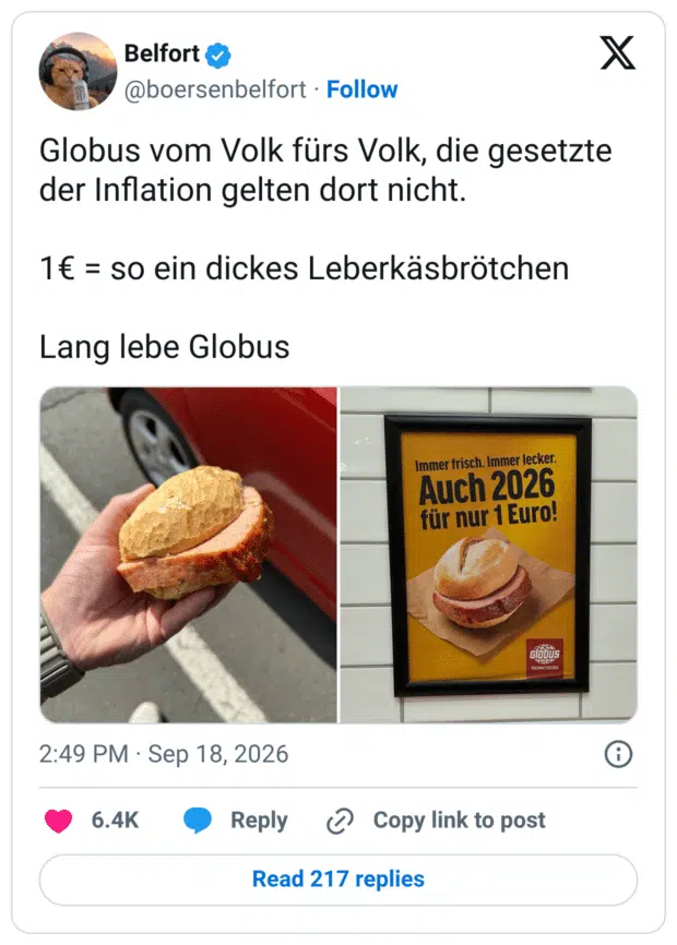 Globus vom Volk fürs Volk, die gesetzte der Inflation gelten dort nicht.