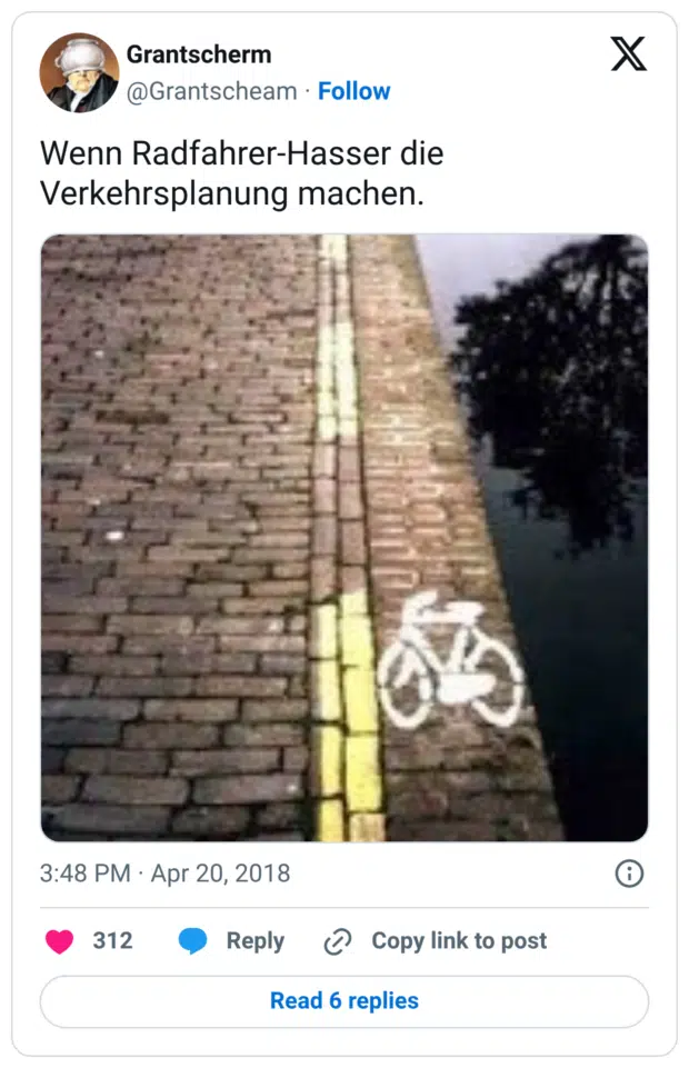 Wenn Radfahrer-Hasser die Verkehrsplanung machen.