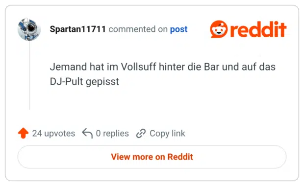 Jemand hat im Vollsuff hinter die Bar und auf das DJ-Pult gepisst