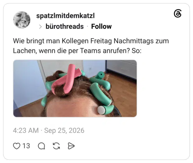 Wie bringt man Kollegen Freitag Nachmittags zum Lachen, wenn die per Teams anrufen? So: