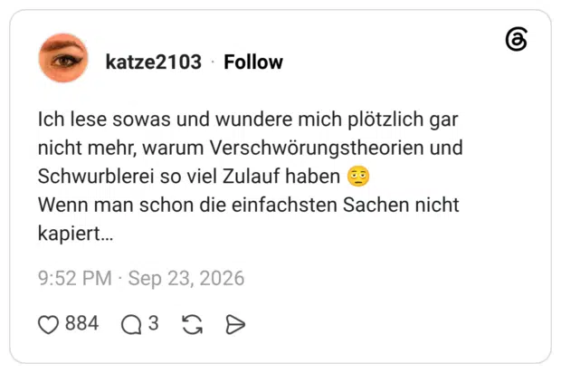 Ich lese sowas und wundere mich plötzlich gar nicht mehr, warum Verschwörungstheorien und Schwurblerei so viel Zulauf haben 🫩 Wenn man schon die einfachsten Sachen nicht kapiert…