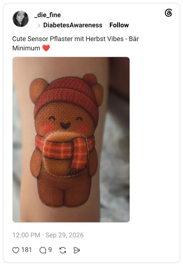 Cute Sensor Pflaster mit Herbst Vibes - Bär Minimum ❤️