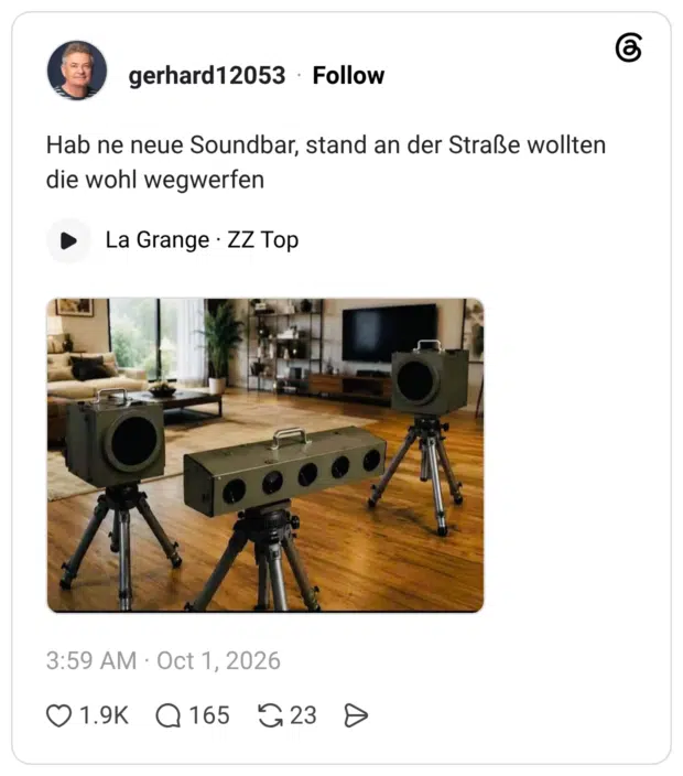 Hab ne neue Soundbar, stand an der Straße wollten die wohl wegwerfen