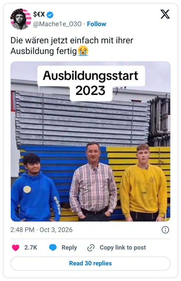 Die wären jetzt einfach mit ihrer Ausbildung fertig