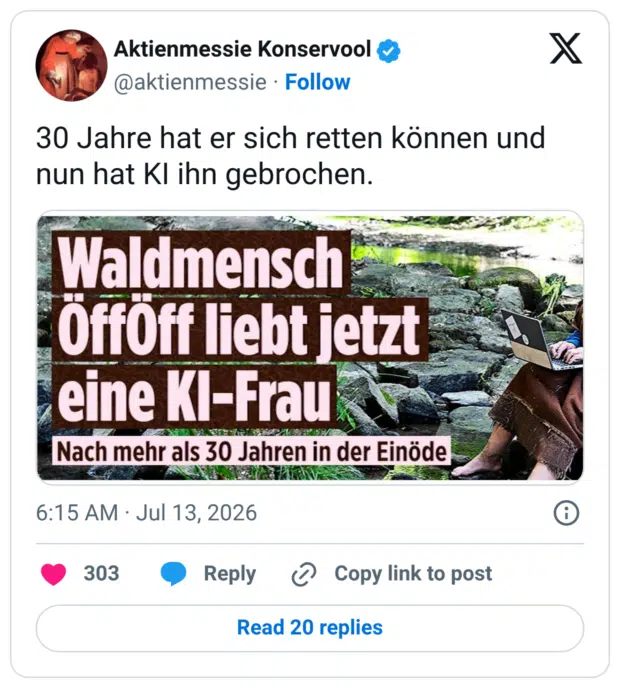 30 Jahre hat er sich retten können und nun hat KI ihn gebrochen.