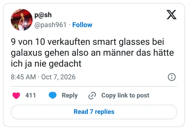 9 von 10 verkauften smart glasses bei galaxus gehen also an männer das hätte ich ja nie gedacht