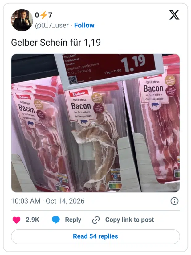 Gelber Schein für 1,19