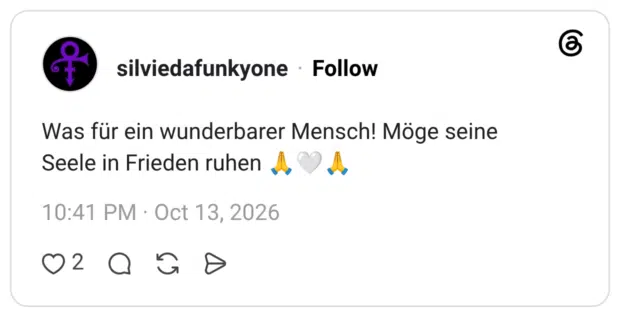 Was für ein wunderbarer Mensch! Möge seine Seele in Frieden ruhen