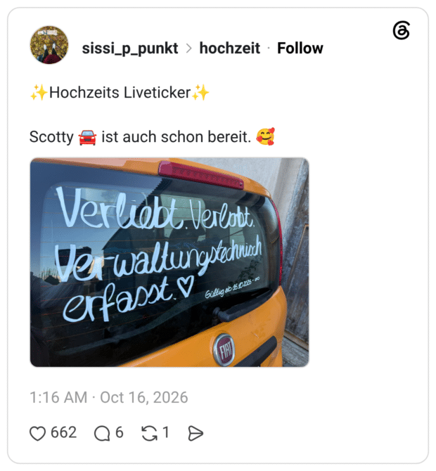 *† Hochzeits Liveticker + Scotty Verliebt Verlot. Verwallung term erfasst