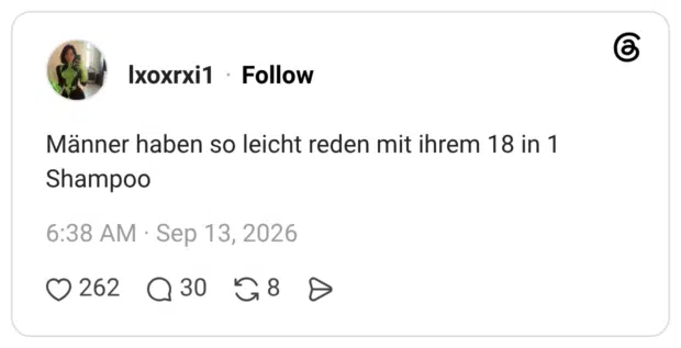 Männer haben so leicht reden mit ihrem 18 in 1 Shampoo