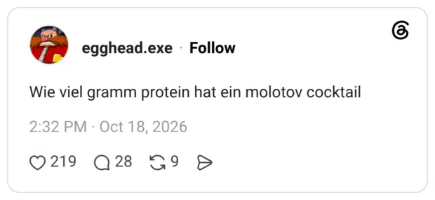 Wie viel gramm protein hat ein molotov cocktail