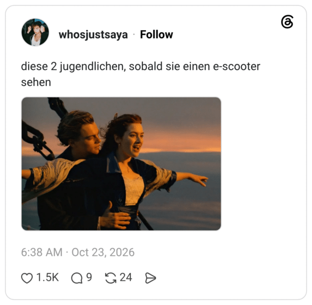 diese 2 jugendlichen, sobald sie einen e-scooter sehen