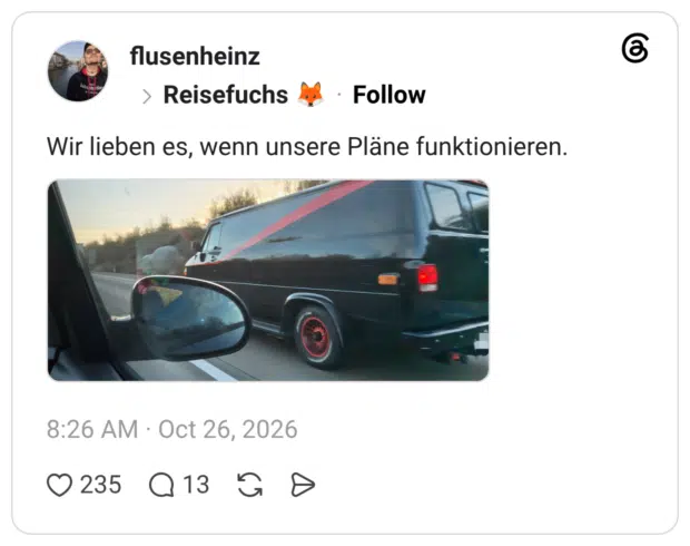 Reisefuchs Wir lieben es, wenn unsere Pläne funktionieren.